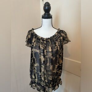 Rachel Zoe 100% silk chiffon blouson blouse